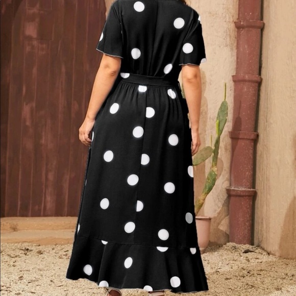 Polka dot wrap hem belted maxi dress - Picture 13 of 15